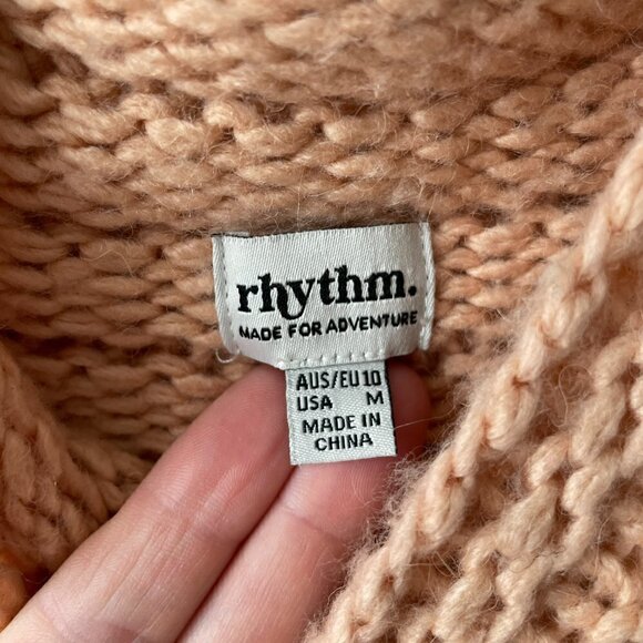 RHYTHM Pullover Chunky Knit Sweater Cowl Necks Blush Pink Medium - Picture 7 of 8